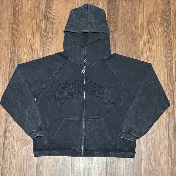🔥🔥🔥SYNICAL Black Washed Hooded Jacket Size: Small🔥🔥🔥 - Picture 1 of 4